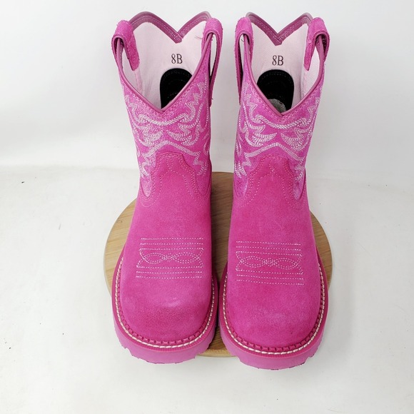 Ariat Fatbaby Boots Womens 8 Pink Suede Metallic Cowboy Western Shoes - Picture 4 of 14